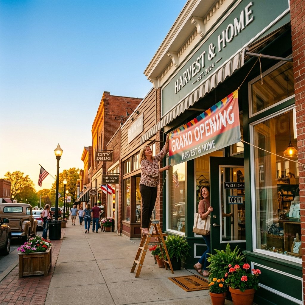 A thriving Main Street storefront welcoming customers